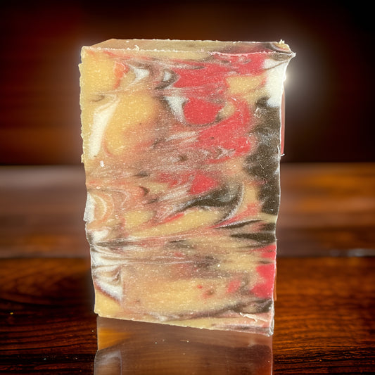 Ambered Tobacco Bundle - Premium Quality Soap and Beard Balm displayed on a wooden surface.