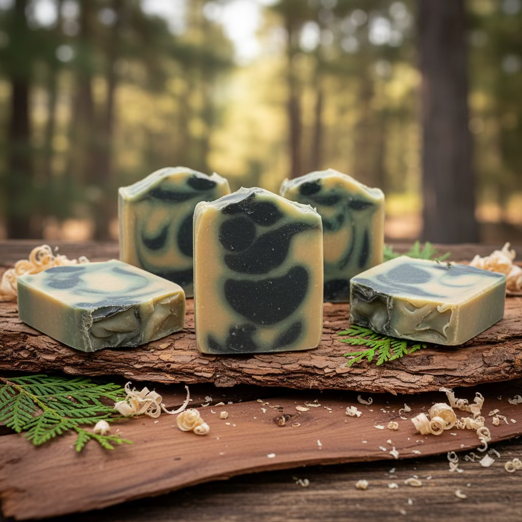 Cedarwood Tallow Soap in a natural setting