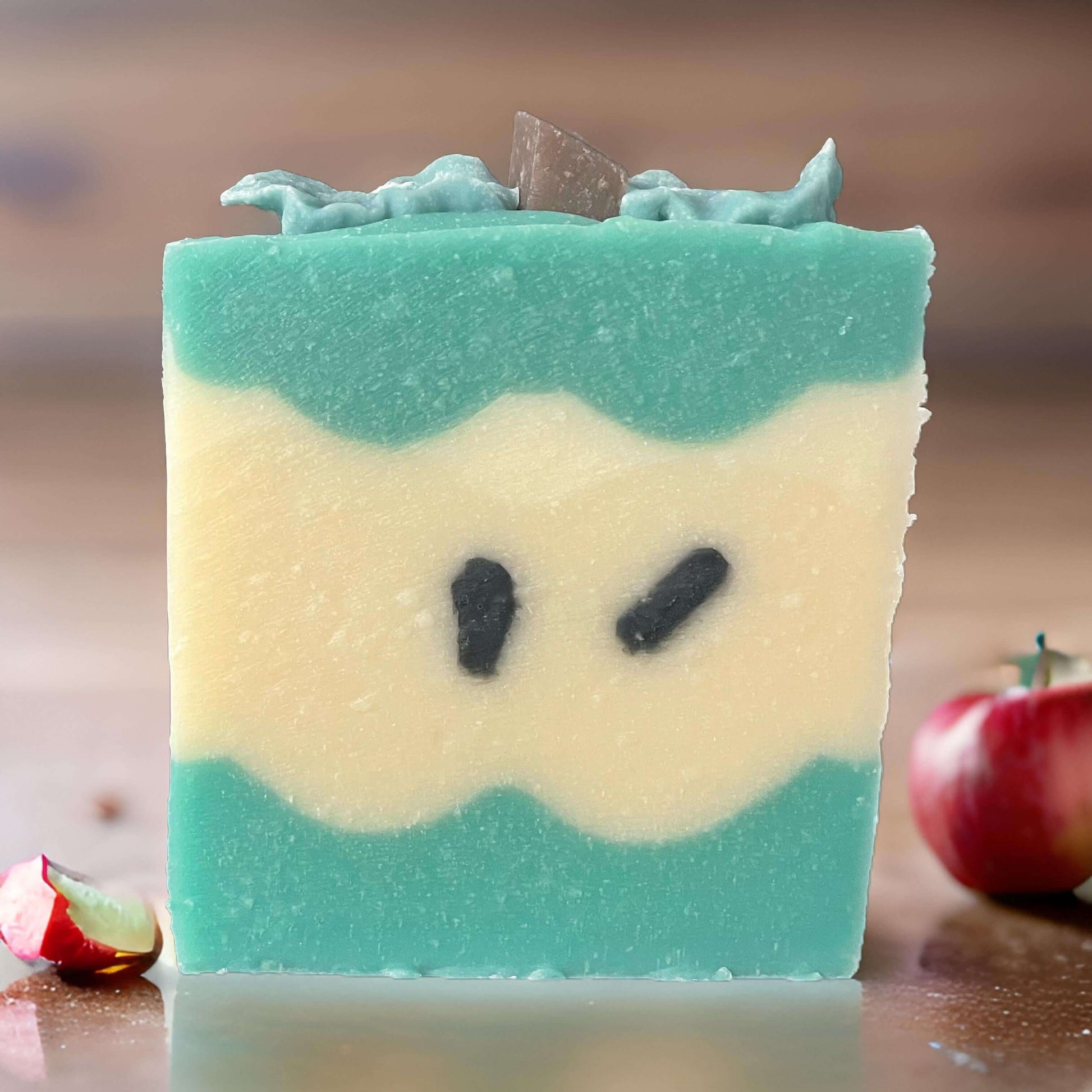 Apple Soap for Teachers - Vegan gift bar with vibrant colors and apple accents for nourishing soft skin.