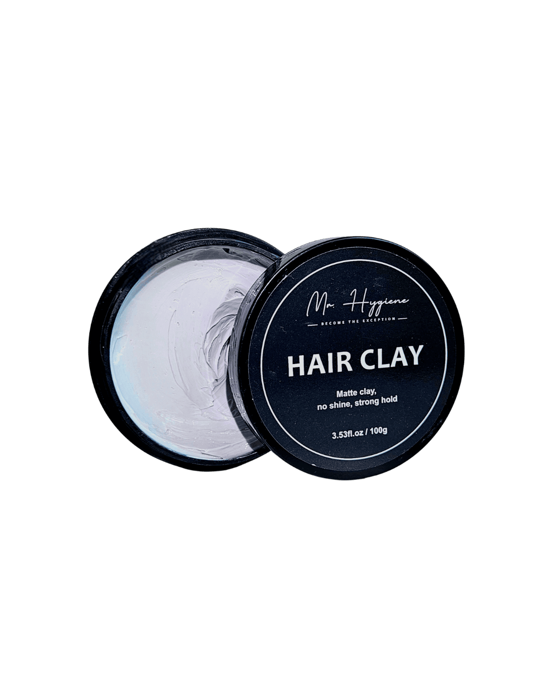 Matte Finish Hair Clay container showing strong hold, no shine, and lightweight texture for styling.
